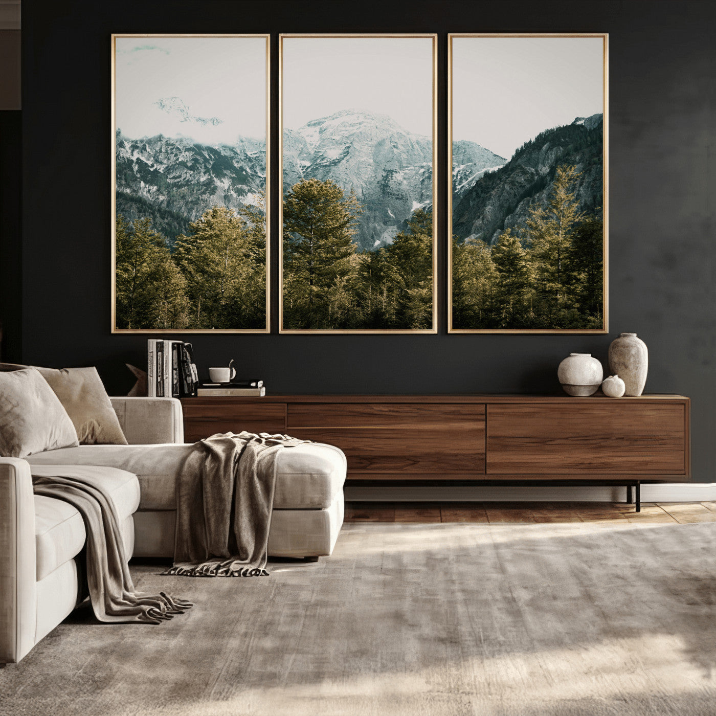 48479662-MGV-CV-36X24 - Mountain Forest Wall Art Canvas Print, Alpine Landscape Nature Photography, Moody Wilderness Wall Decor