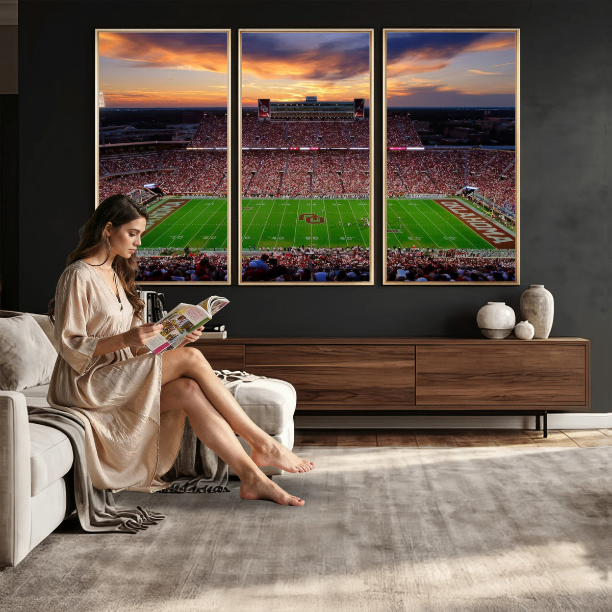 51457497-MGV-CV-36X24 - Oklahoma Sooners Stadium Wall Art Canvas Print, College Football Decor