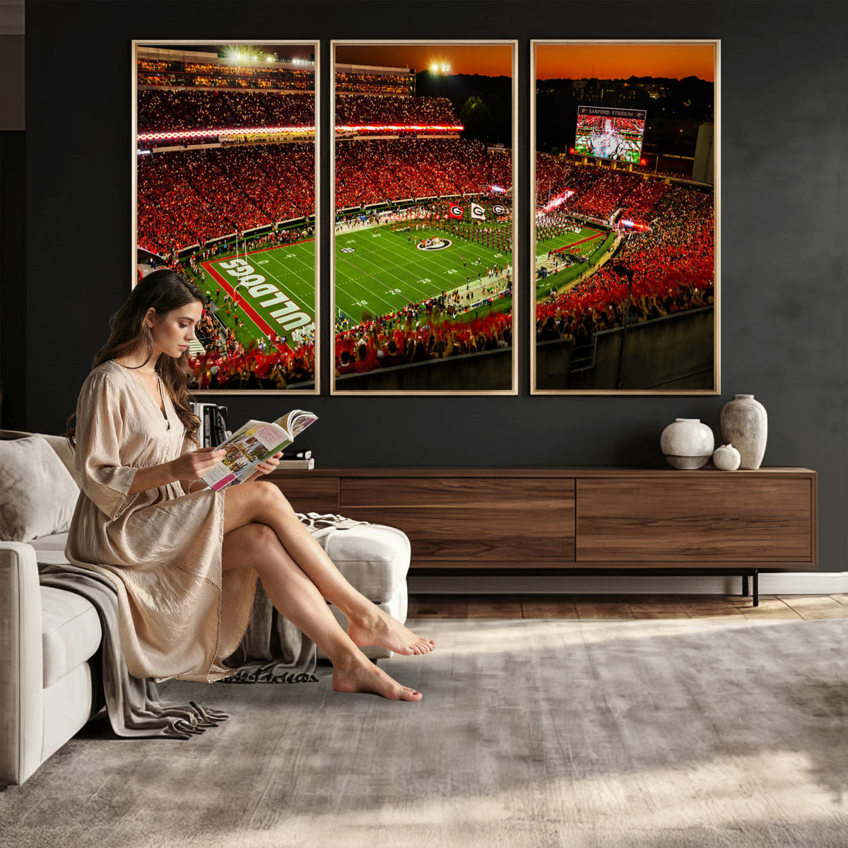 48894104-MGV-CV-36X24 - Georgia Bulldogs Stadium Wall Art Canvas Print, Sanford Stadium