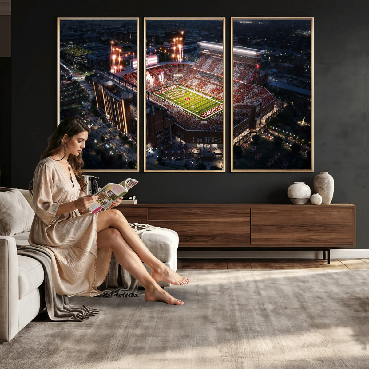16867141-MGV-CV-36X24 - Oklahoma Memorial Stadium, Gaylord Memorial Stadium Wall Art