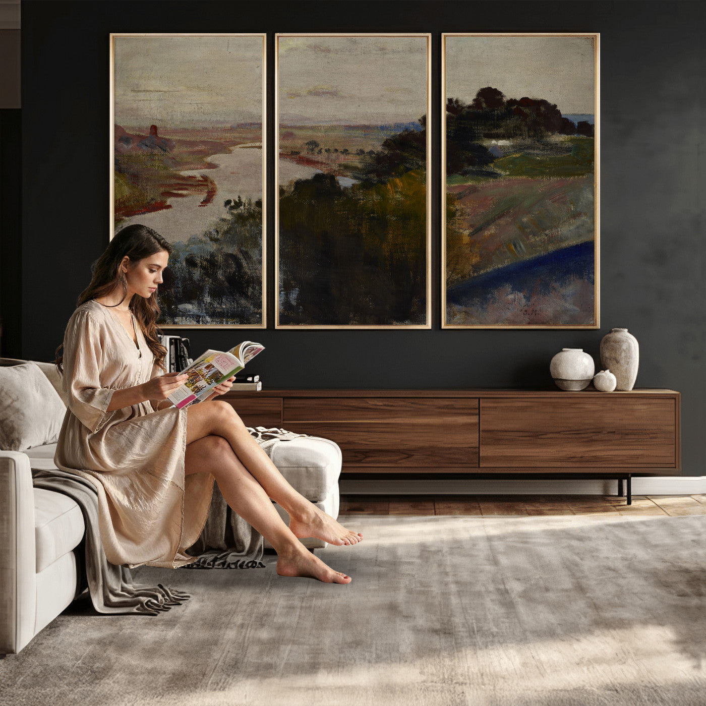 55507874-MGV-CV-36X24 - Jacek Malczewski Landscape at the Vistula Wall Art Canvas Print