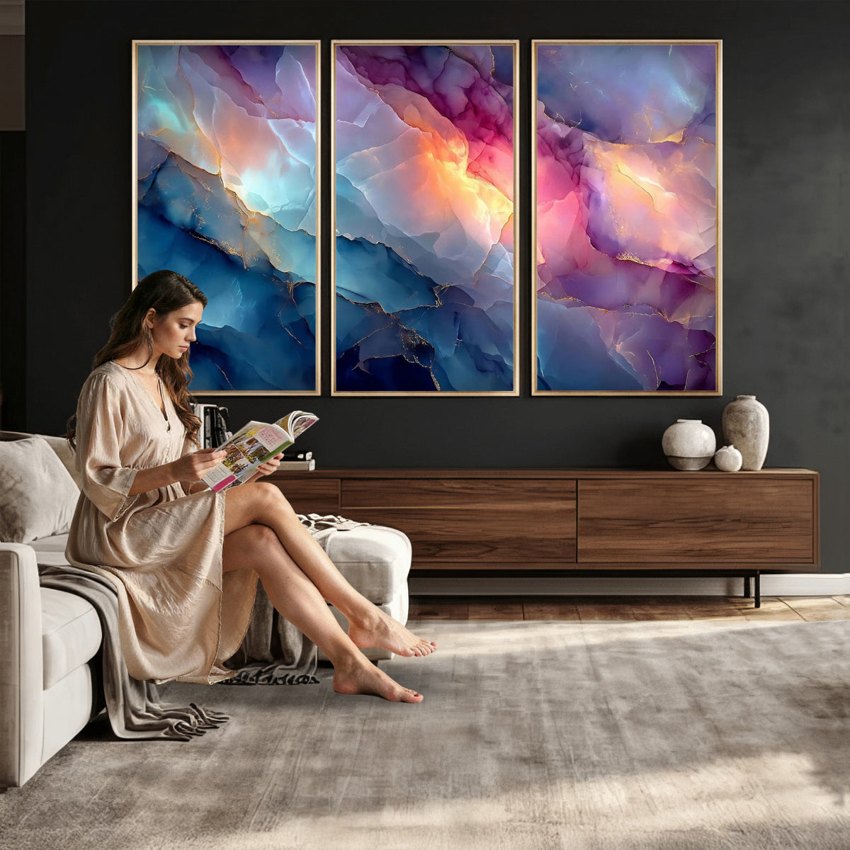 28163849-MGV-CV-36X24 - Colorful Abstract Canvas Wall Art Print, Vibrant Popup Color Art Print