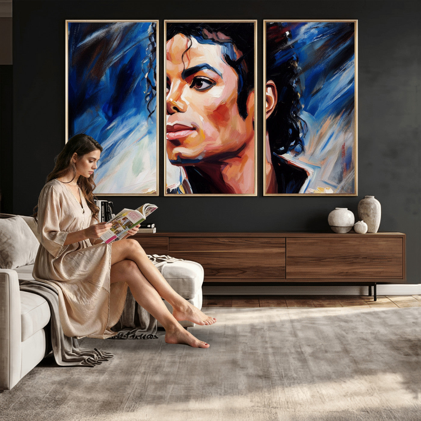 51466481-MGV-CV-36X24 - Abstract Michael Jackson Photo Wall Art Canvas Print