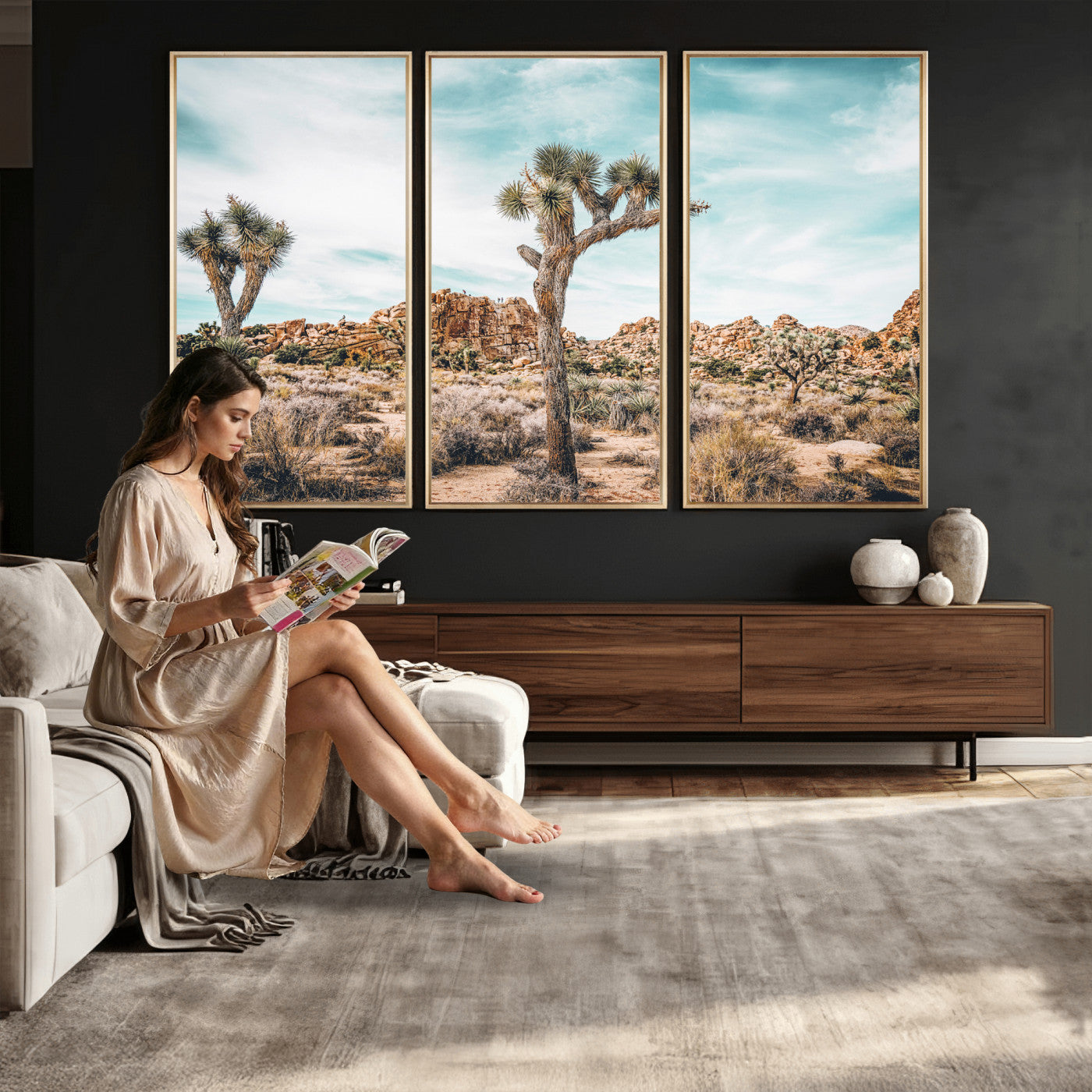 41451127-MGV-CV-36X24 - Joshua Tree National Park Canvas Wall Art Print, Desert Landscape Photography, Southwest Nature Decor - Ready to Hang
