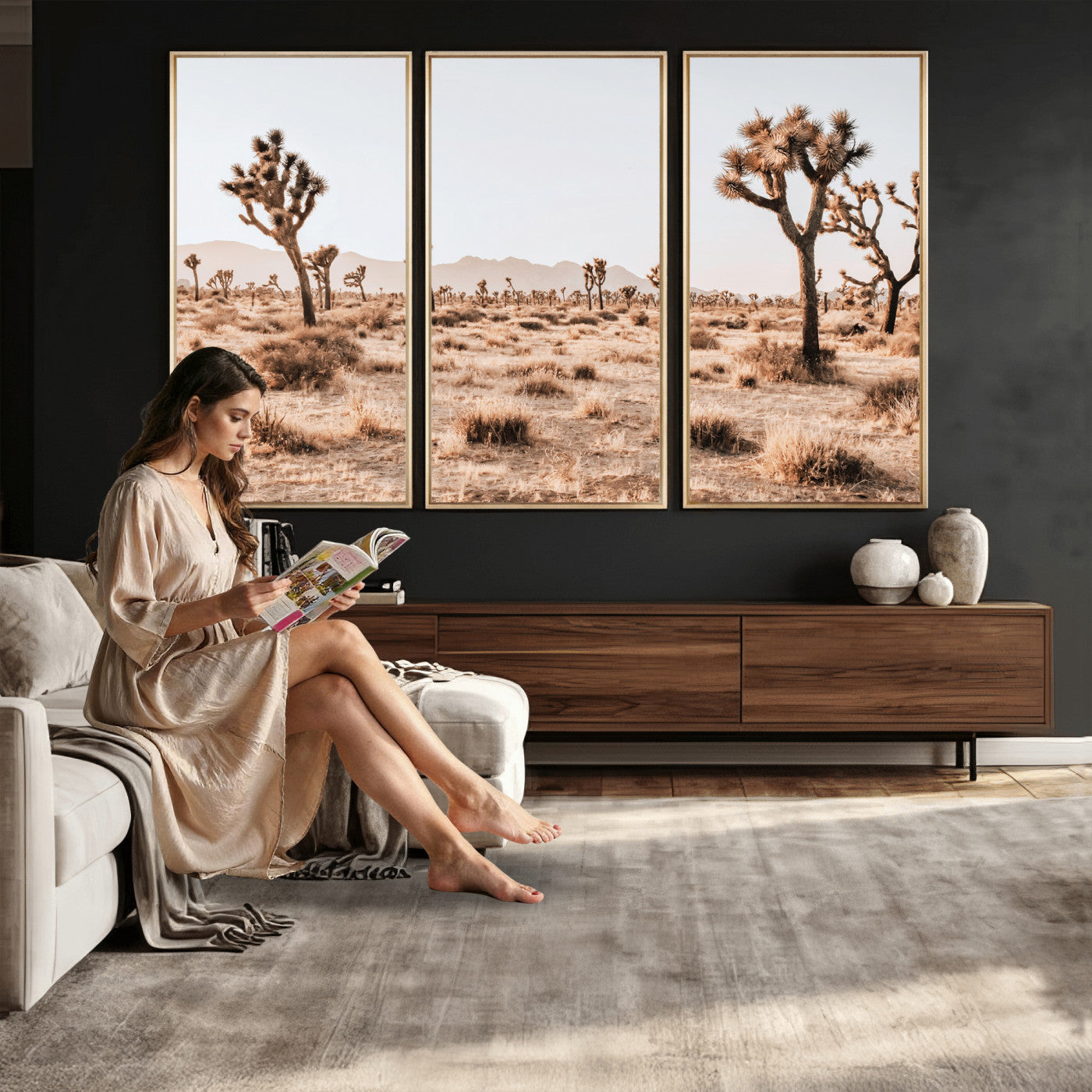 33549408-MGV-CV-36X24 - Joshua Tree Desert Canvas Wall Art Print, Desert Landscape Photography, Boho Southwest Wall Decor, Nature Canvas, Ready to Hang