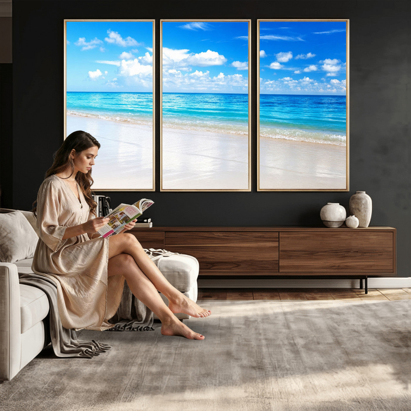 67491909-MGV-CV-36X24 - Tropical Beach Ocean Wall Art Canvas Print for Home Decor