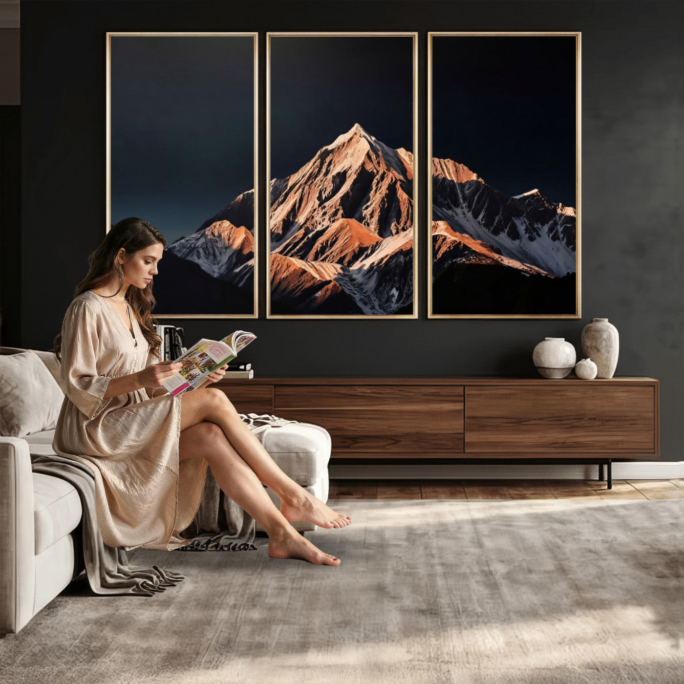 10196184-MGV-CV-36X24 - Snow Mountain Wall Art Canvas Print for Living Room Decor