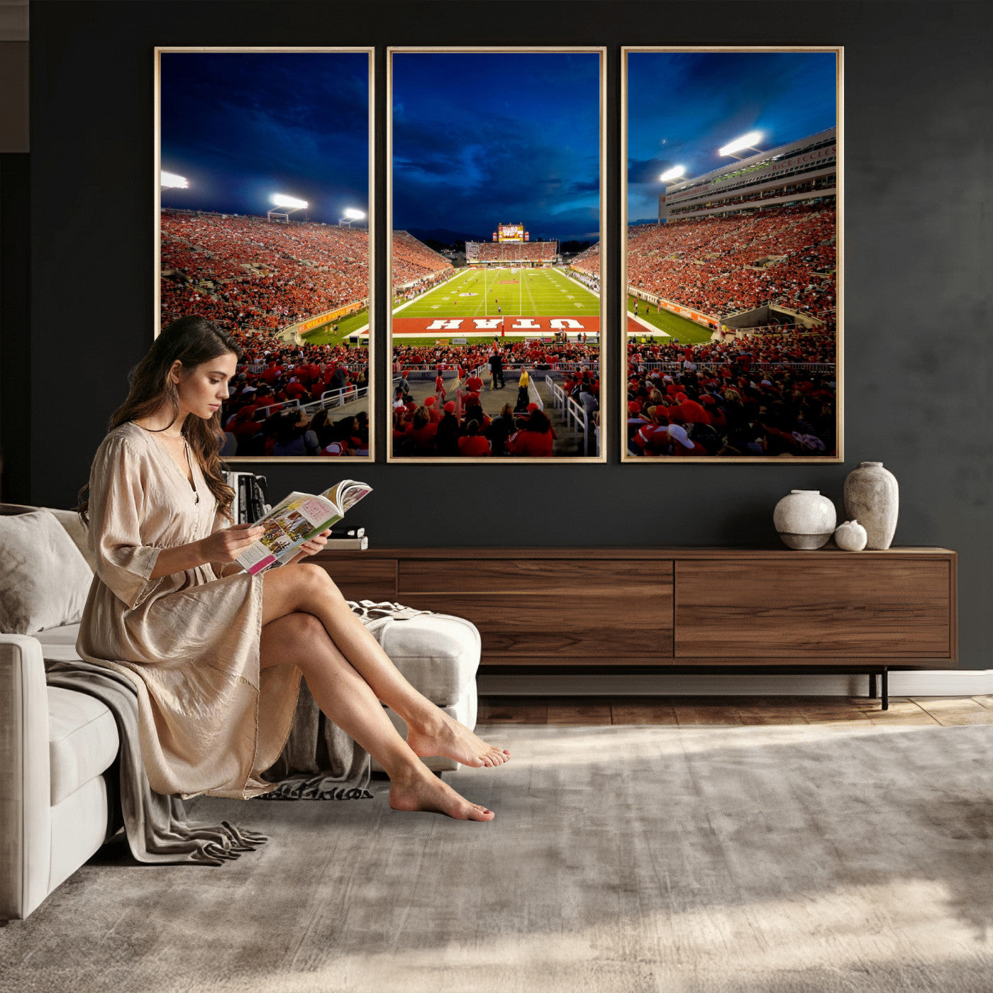74019251-MGV-CV-36X24 - Rice-Eccles Stadium Wall Art Canvas Print - Utah Salt Lake City Stadium Print