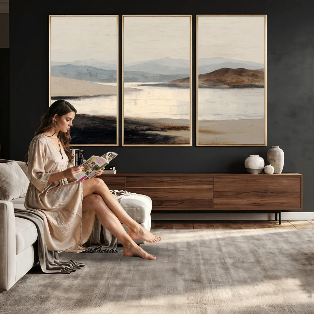 36873679-MGV-CV-36X24 - Modern Abstract Landscape Canvas Wall Art, Minimalist Nature Printing