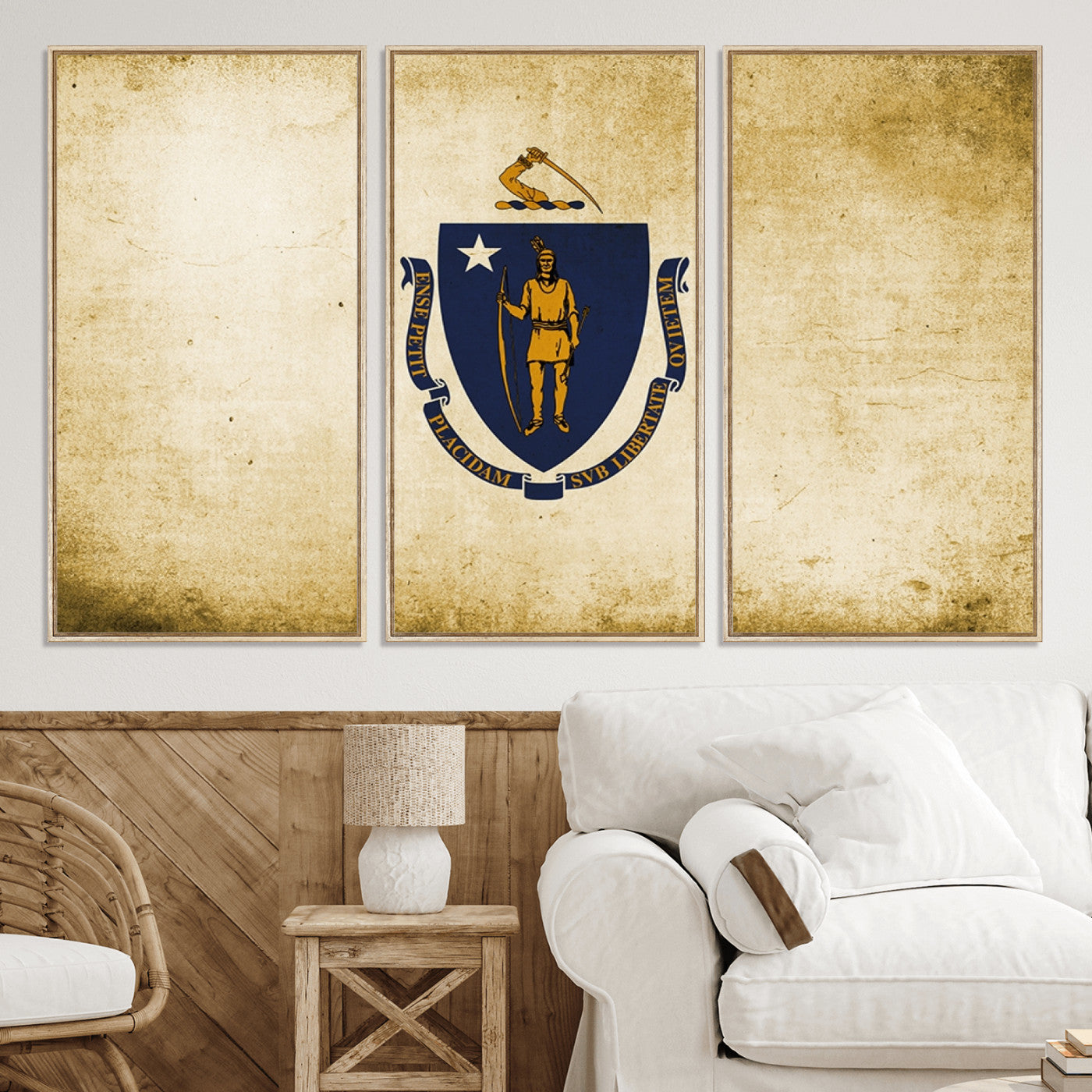 37316-MGV-CV-36X24-Massachusetts Flag Wall Art Canvas Print
