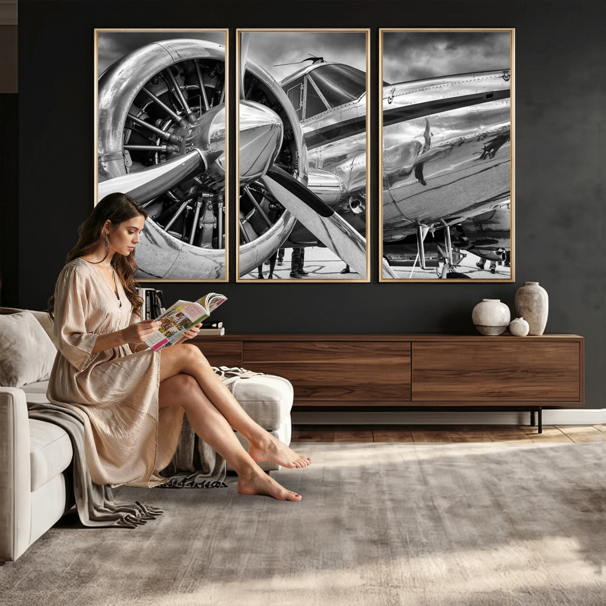 40672-MGV-CV-36X24 - Vintage Antique Airplane Wall Art Canvas Print
