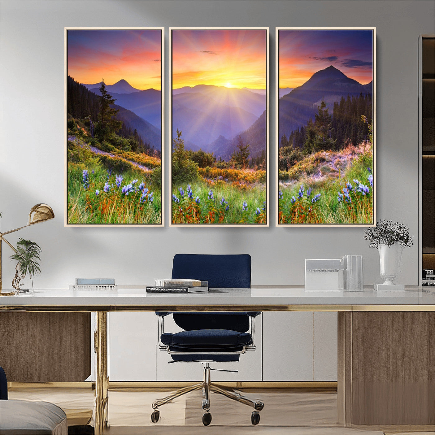 MGV-FC-48X32-3P - Mountain and Spring Wall Art Canvas Print