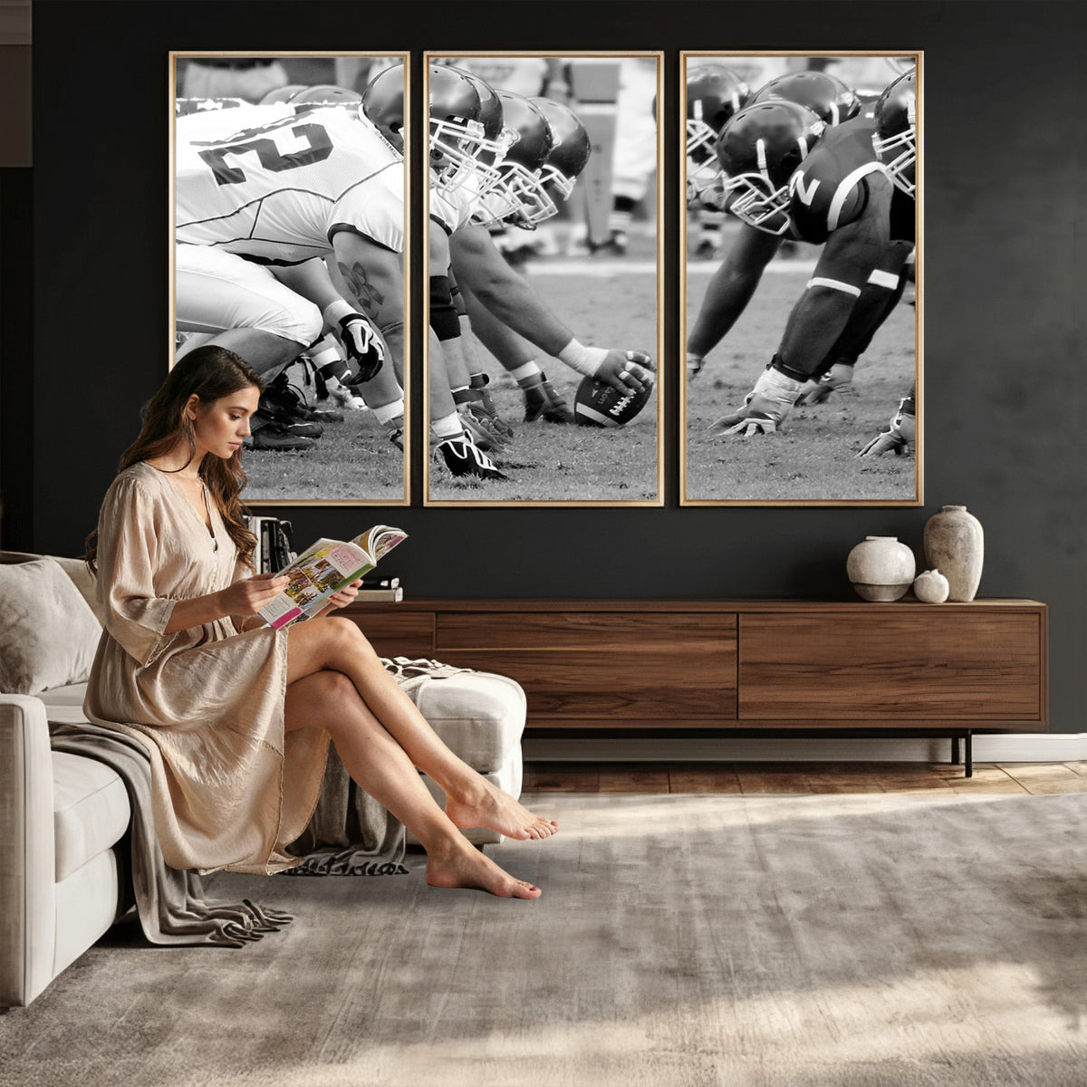 97432-MGV-CV-36X24 - American Football Player Wall Art Canvas Print