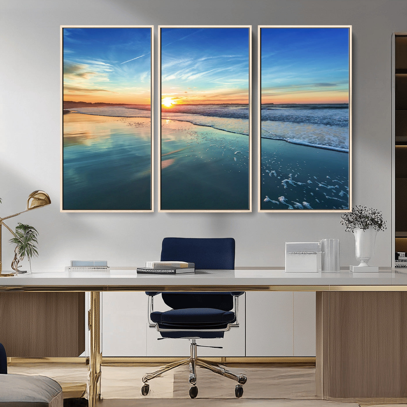 MGV-FC-48X32-3P - Blue Sky and Beach Wall Art Canvas Print