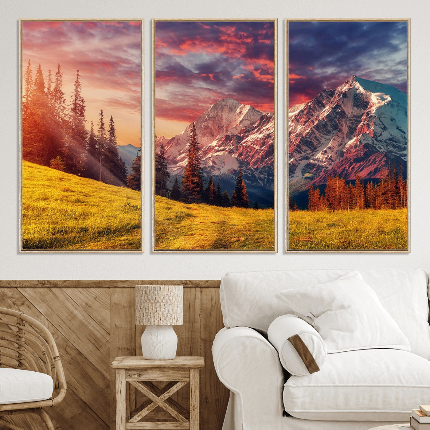 48448-MGV-CV-36X24-Mountain and Daylight Red Sunset Wall Art Canvas Print