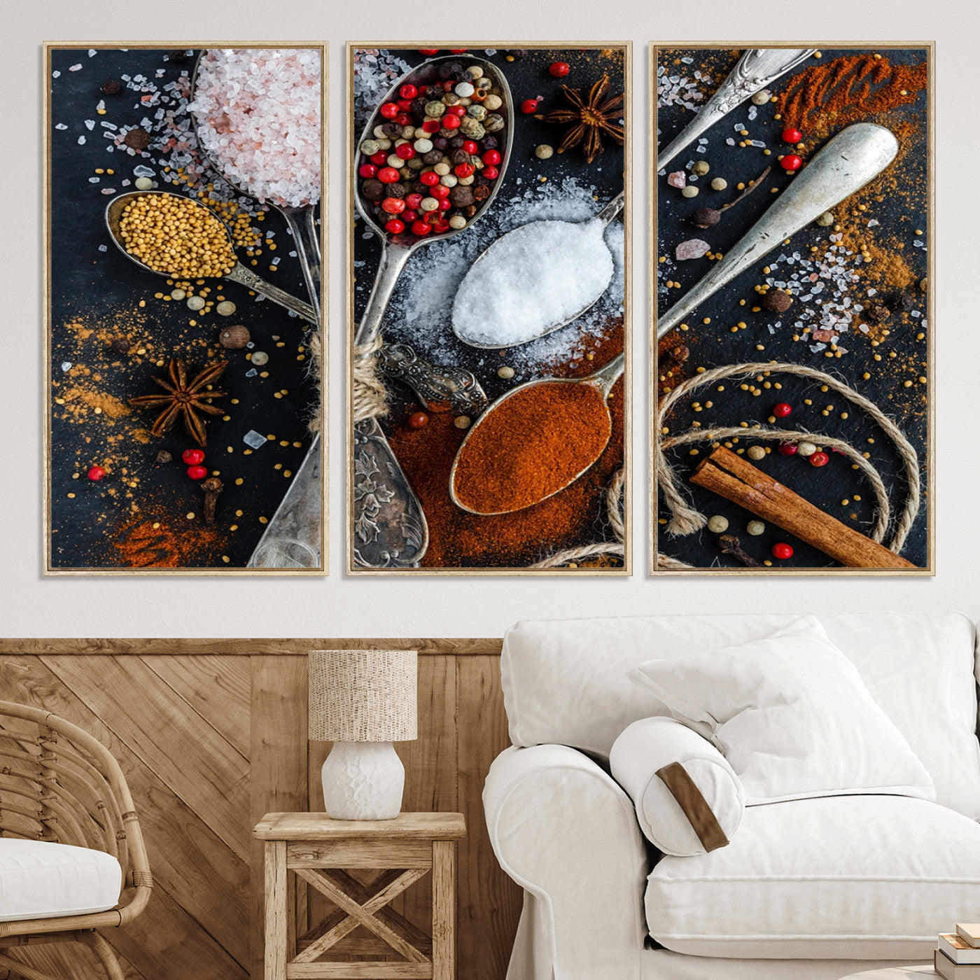 88449-MGV-CV-36X24-Spices and Seasonings Canvas Wall Art – Colorful Triptych Kitchen Decor – Culinary Art for Dining Room – Ready to Hang