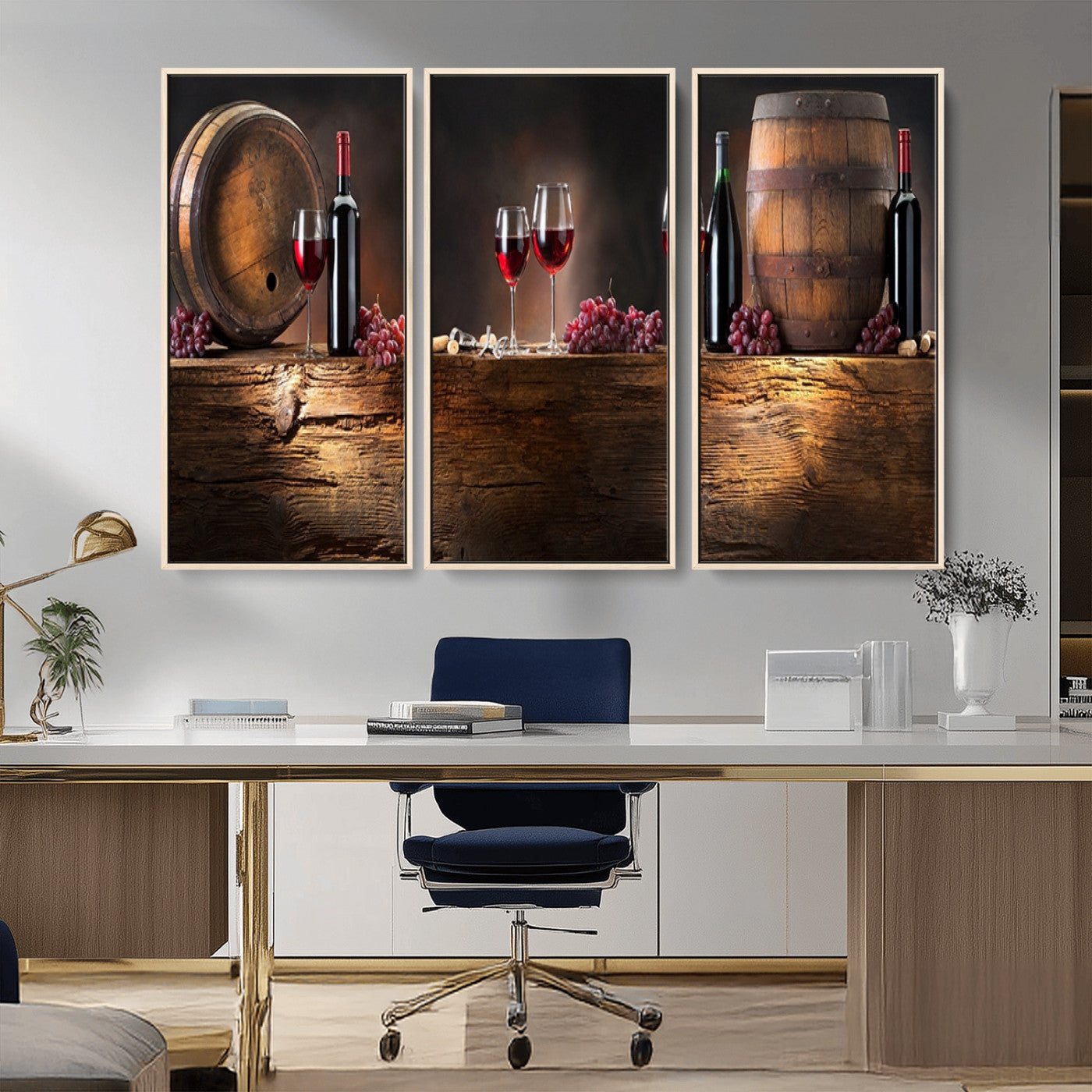 MGV-FC-48X32-3P - Wine and Barrels Wall Art Canvas Print