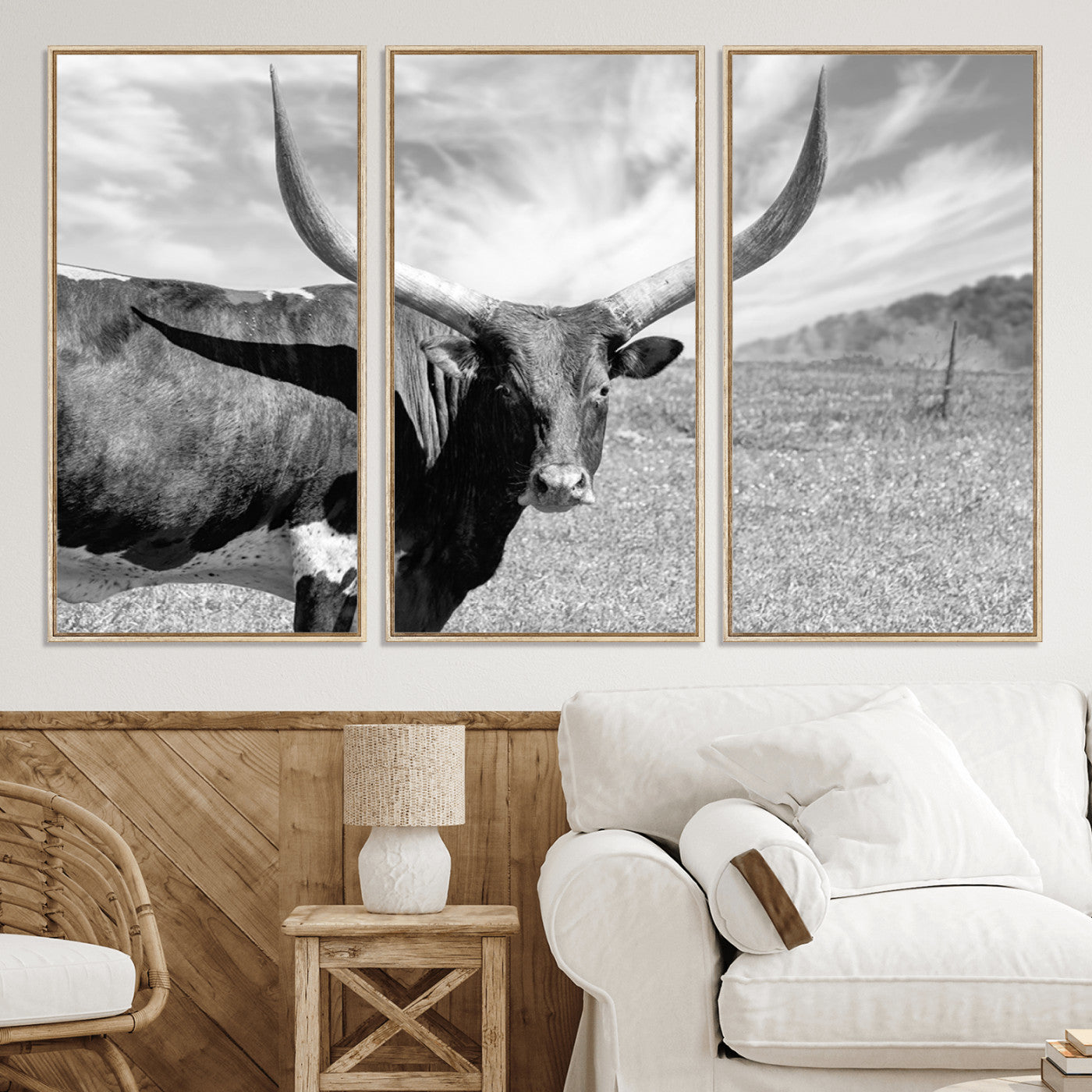 30017-MGV-CV-36X24-Cattle Wall Art Longhorn Cow Canvas Print