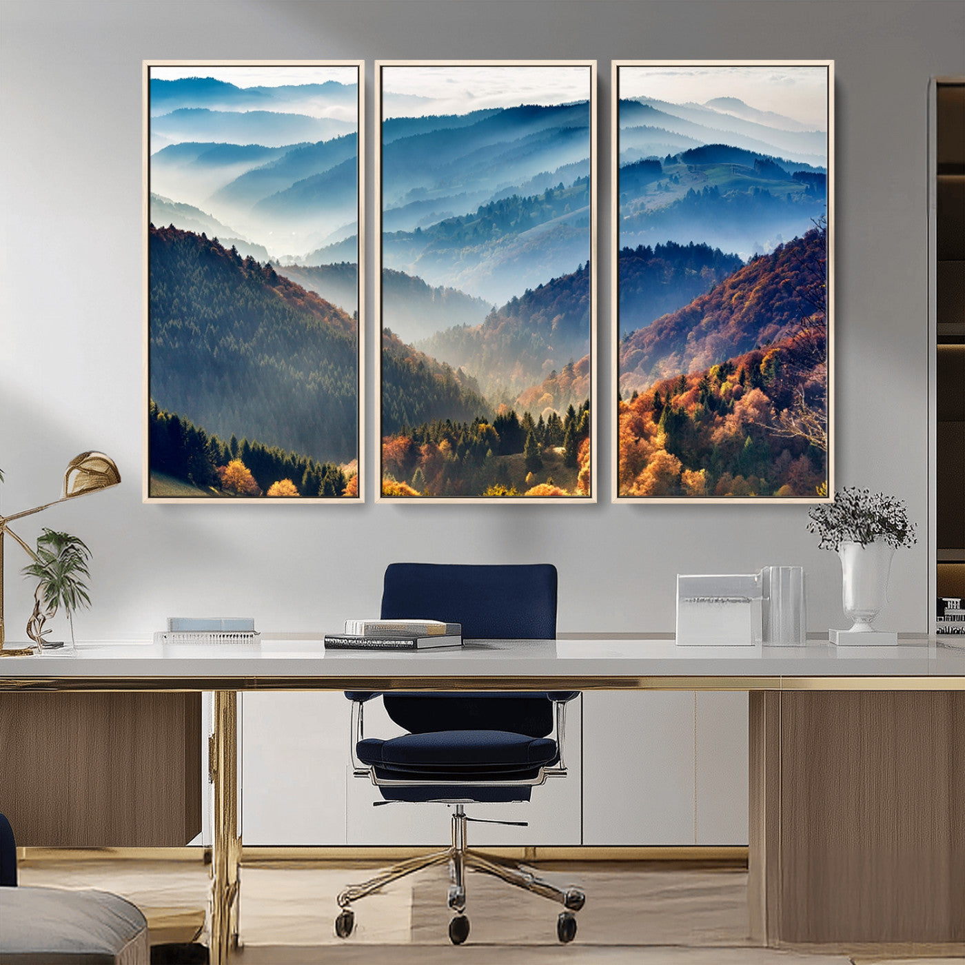 MGV-FC-48X32-3P - Mountains Forest Autumn Wall Art Canvas Print