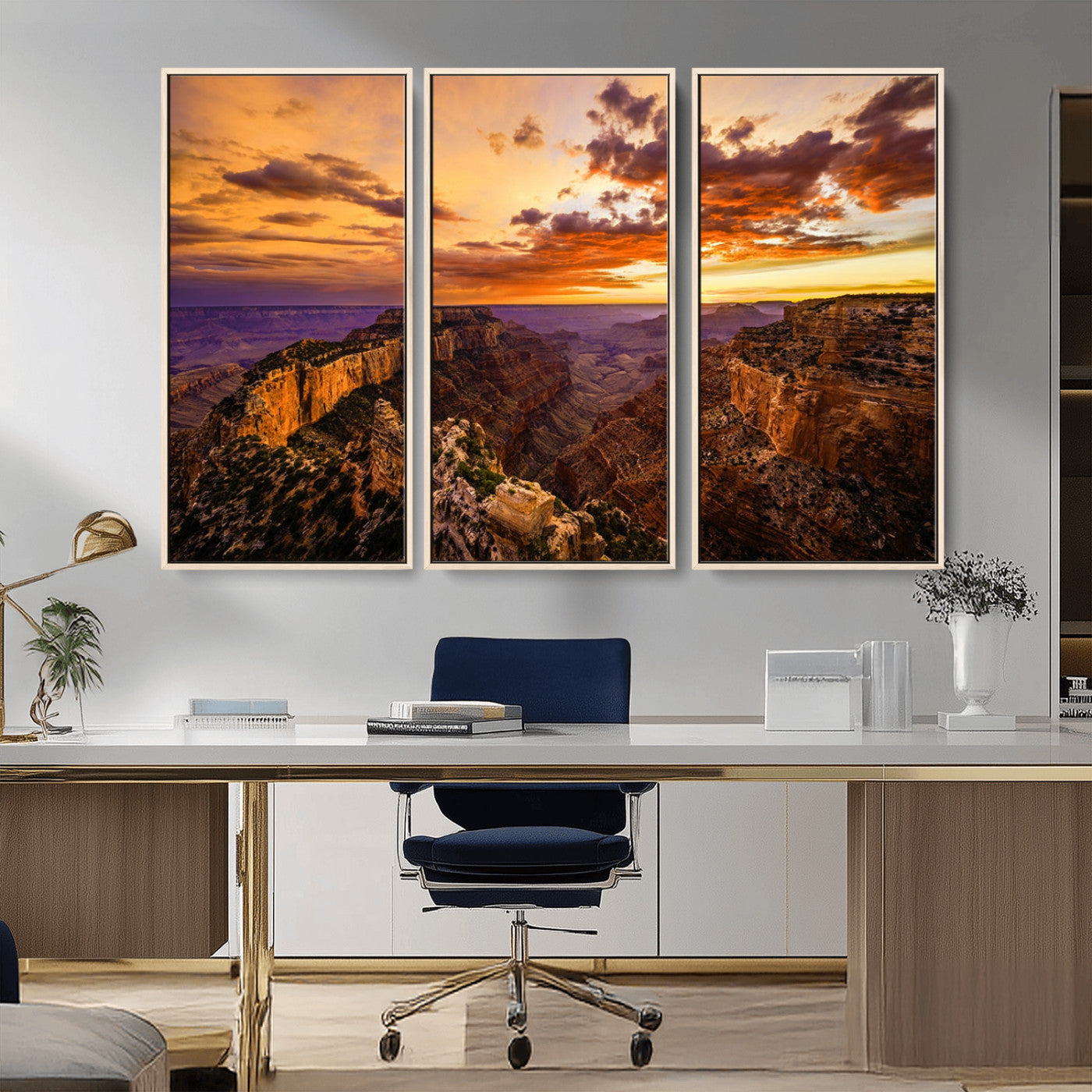 MGV-FC-48X32-3P - Mesmerizing Sunset from Grand Canyon Nal Park Wall Art, Grand Canyon Canvas Print