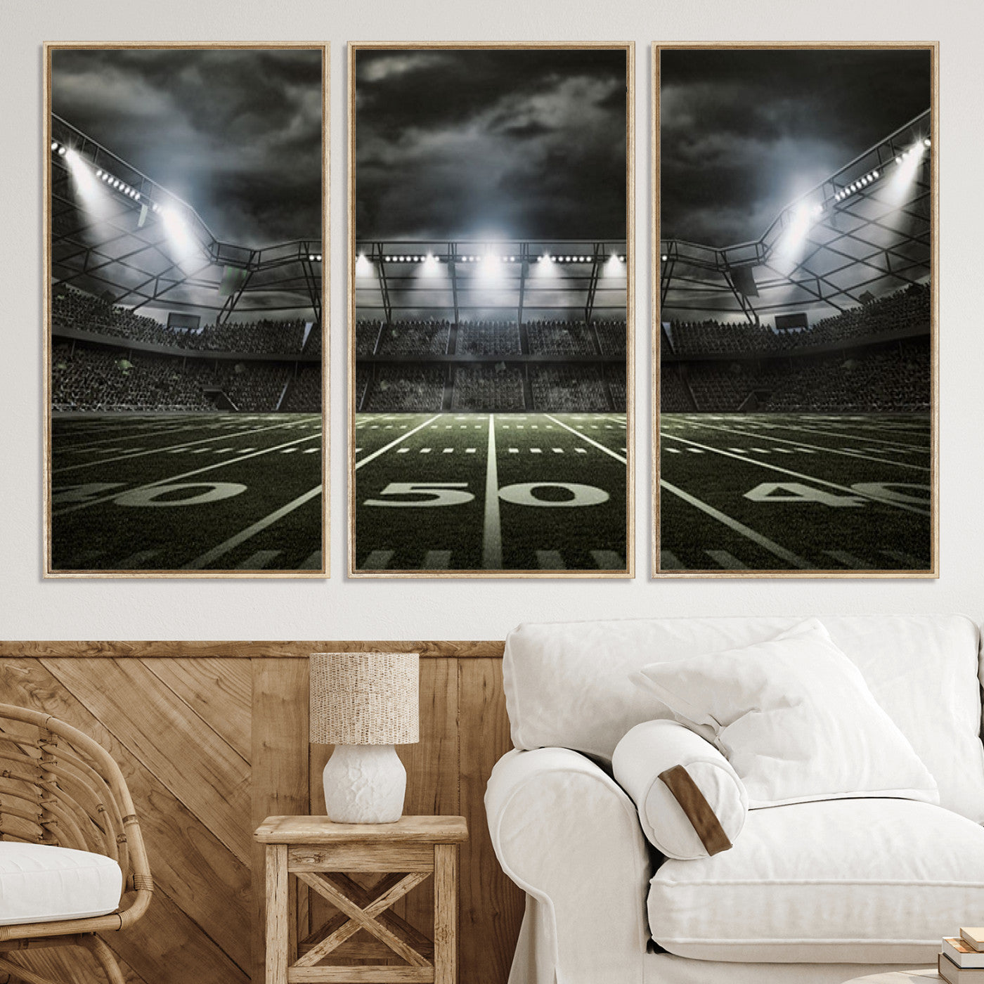 90107-MGV-CV-36X24-American Football Stadium Wall Art Canvas Print, Stadium Sport Wall Art Print