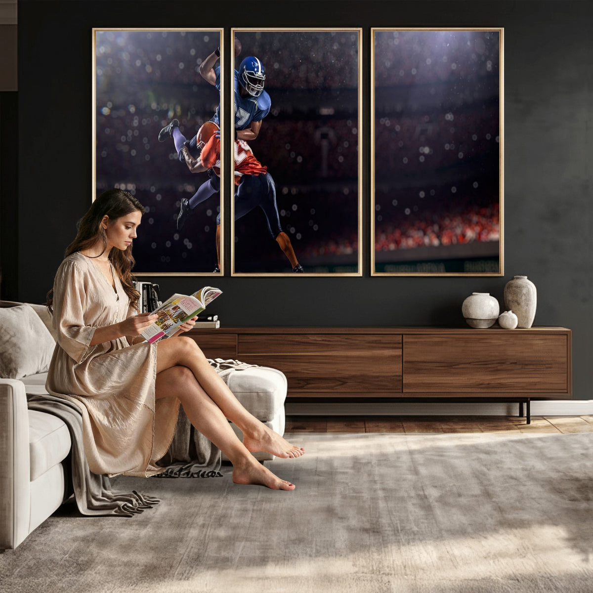 68009-MGV-CV-36X24 - American Football Wall Art Canvas Print, Stadium Sport Wall Art Print