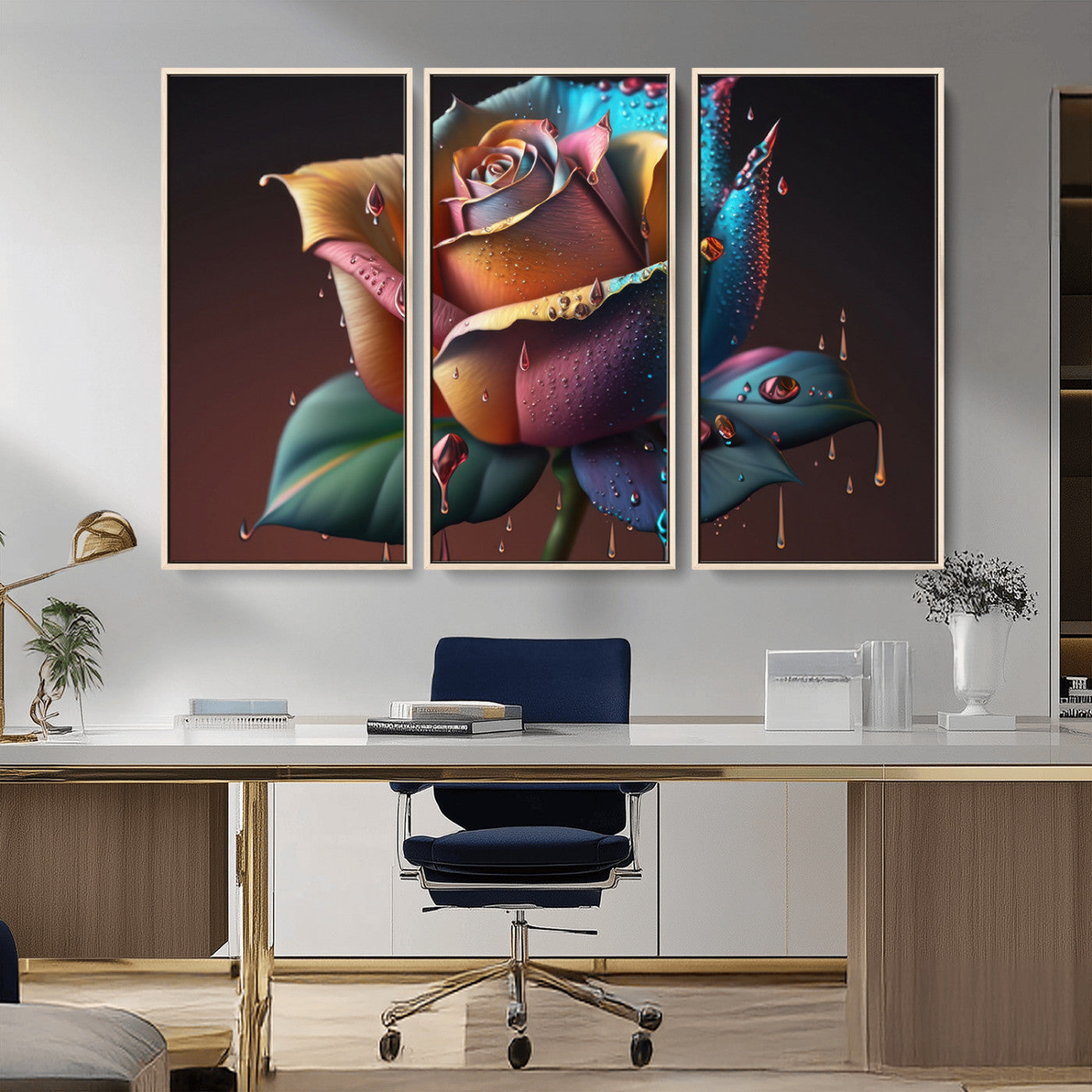 MGV-FC-48X32-3P - Abstract Rose Wall Art Canvas Print