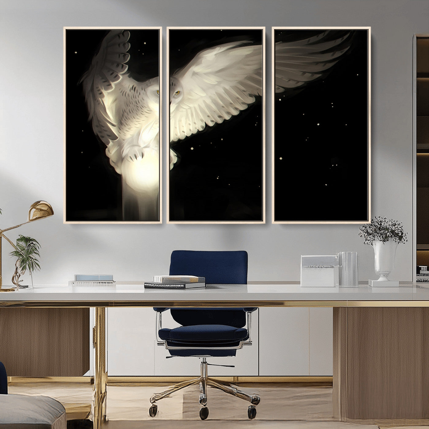 MGV-FC-48X32-3P - Night Owl Art -  Illuminating the Darkness – Unique Animal-Inspired Wall Art for Modern Decor |