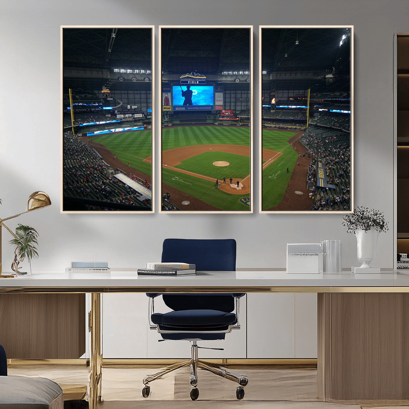 MGV-FC-48X32-3P - Milwaukee Brewers Baseball Art Print - American Family Field Stadium Wall Art Canvas Print