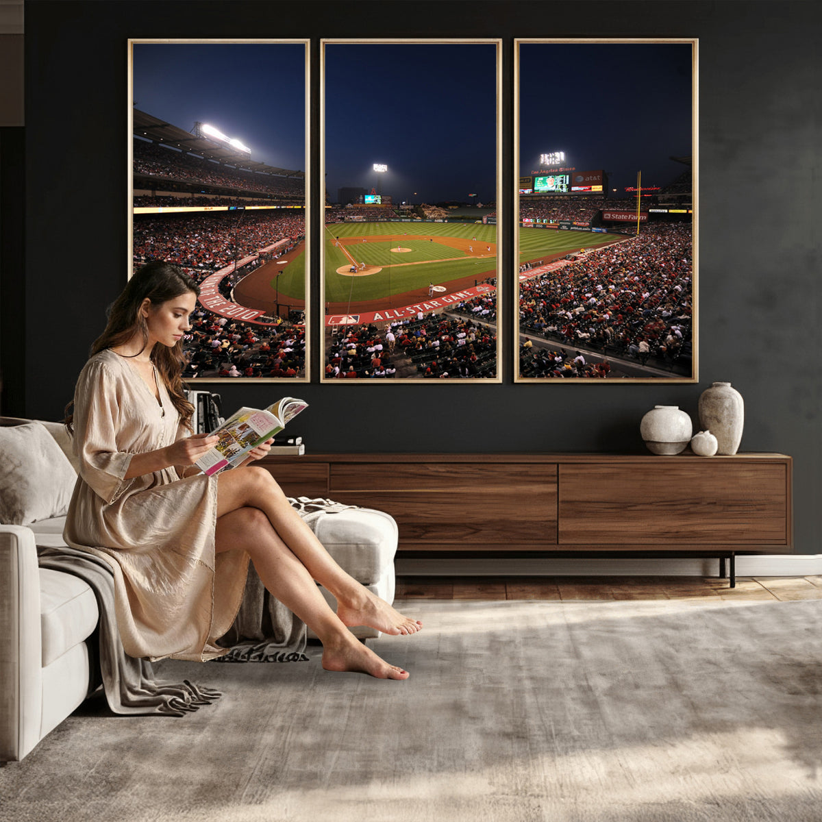 88896-MGV-CV-36X24 - Los Angeles Angels Baseball Team Print, Anaheim Angel Stadium Wall Art