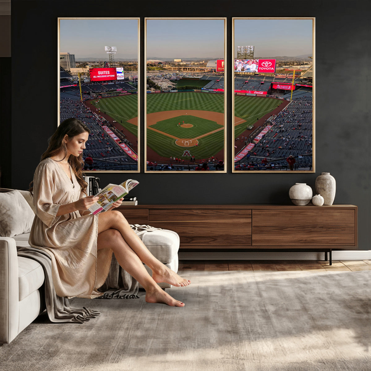 45864-MGV-CV-36X24 - Los Angeles Angels Baseball Canvas Print, Anaheim Angel Stadium Wall Art