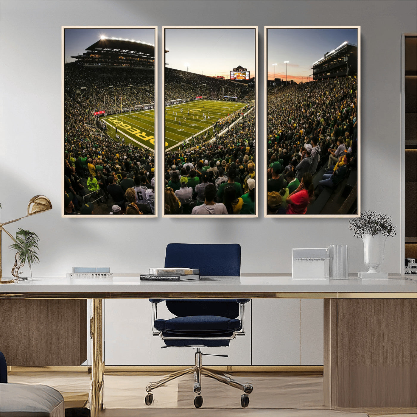 MGV-FC-48X32-3P - Oregon Stadium Canvas Wall Art - Captivating Game Day Scene at Autzen Stadium, Oregon Ducks Football