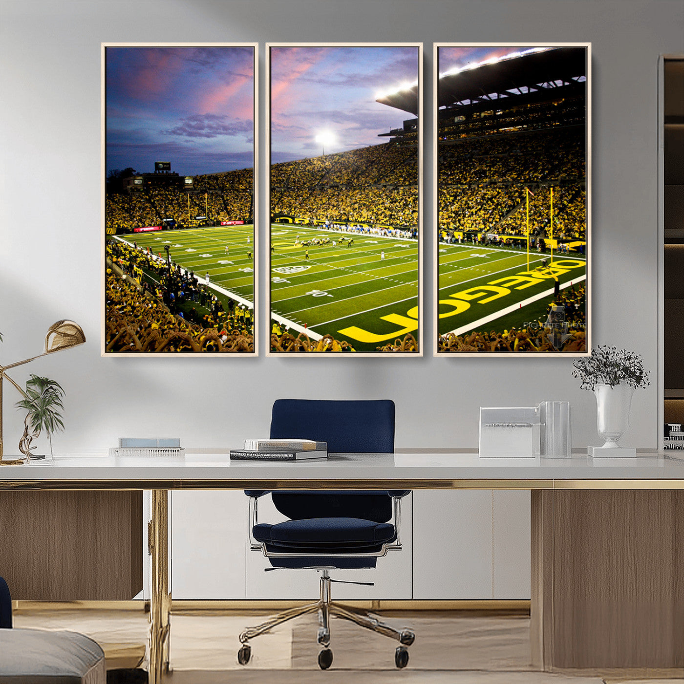 MGV-FC-48X32-3P - University of Oregon Ducks Football Team Print - Eugene Autzen Stadium Wall Art Canvas Print
