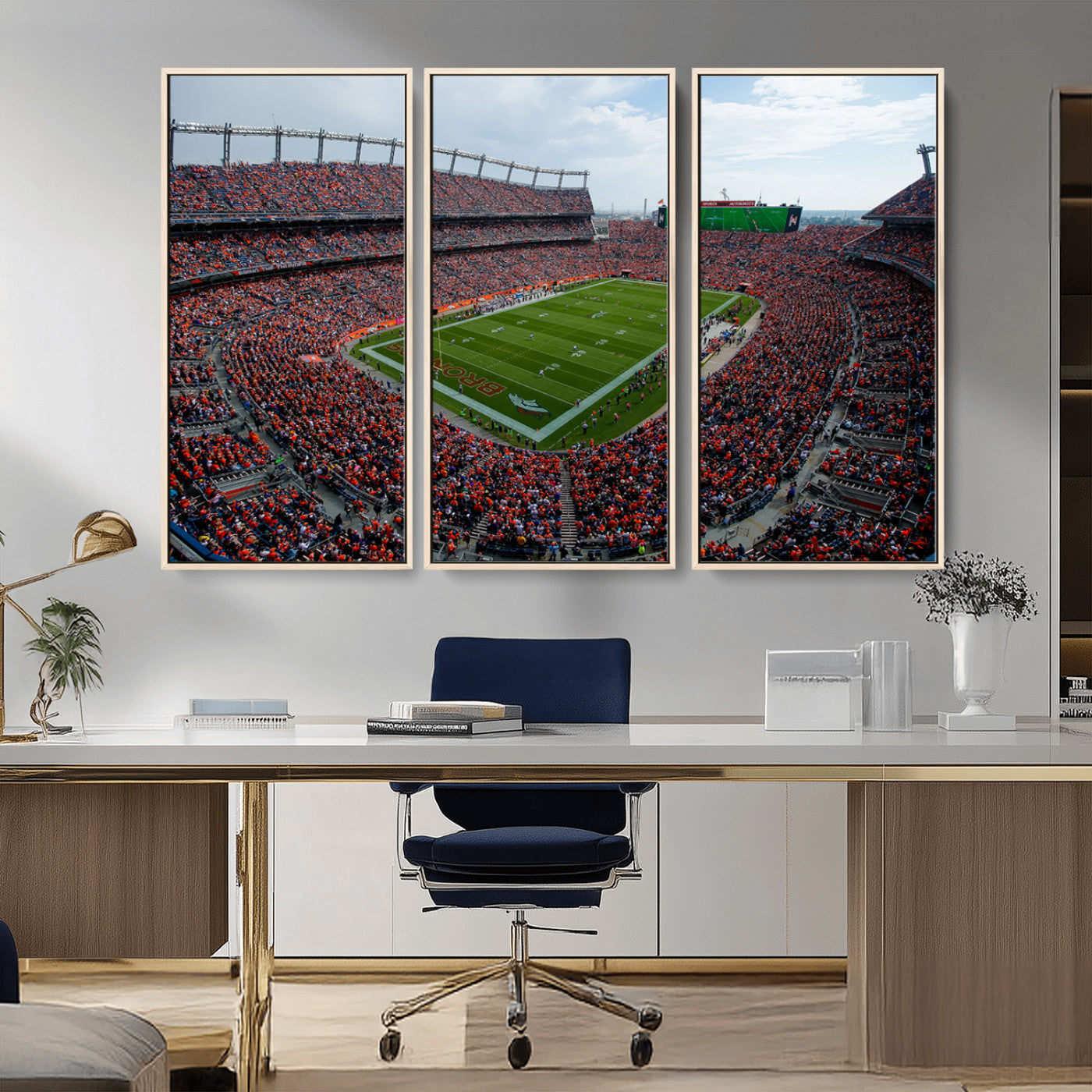 MGV-FC-48X32-3P - Denver Broncos Football Team Print - Empower Field Mile High Stadium Wall Art Canvas Print