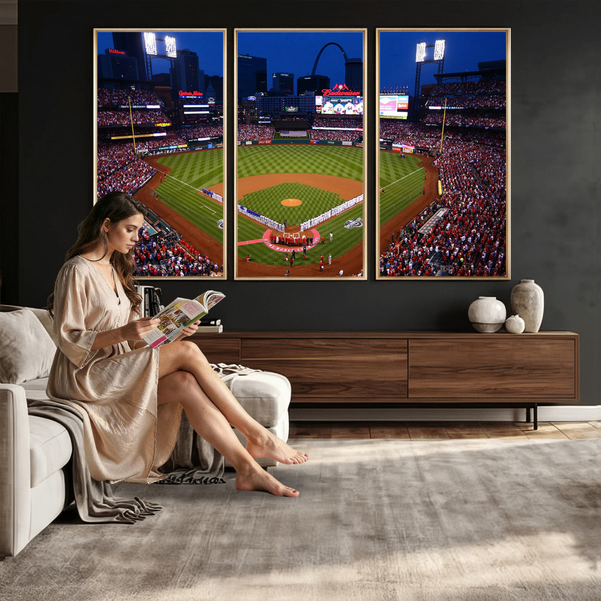 11925-MGV-CV-36X24 - St. Louis Cardinals Baseball Team Print, Busch Stadium Wall Art
