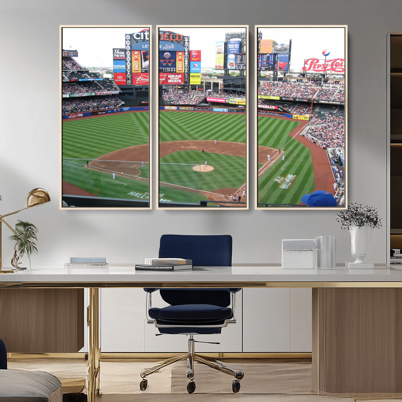 MGV-FC-48X32-3P - New York Mets Baseball Team Print - Citi Field Baseball Stadium Wall Art Canvas Print