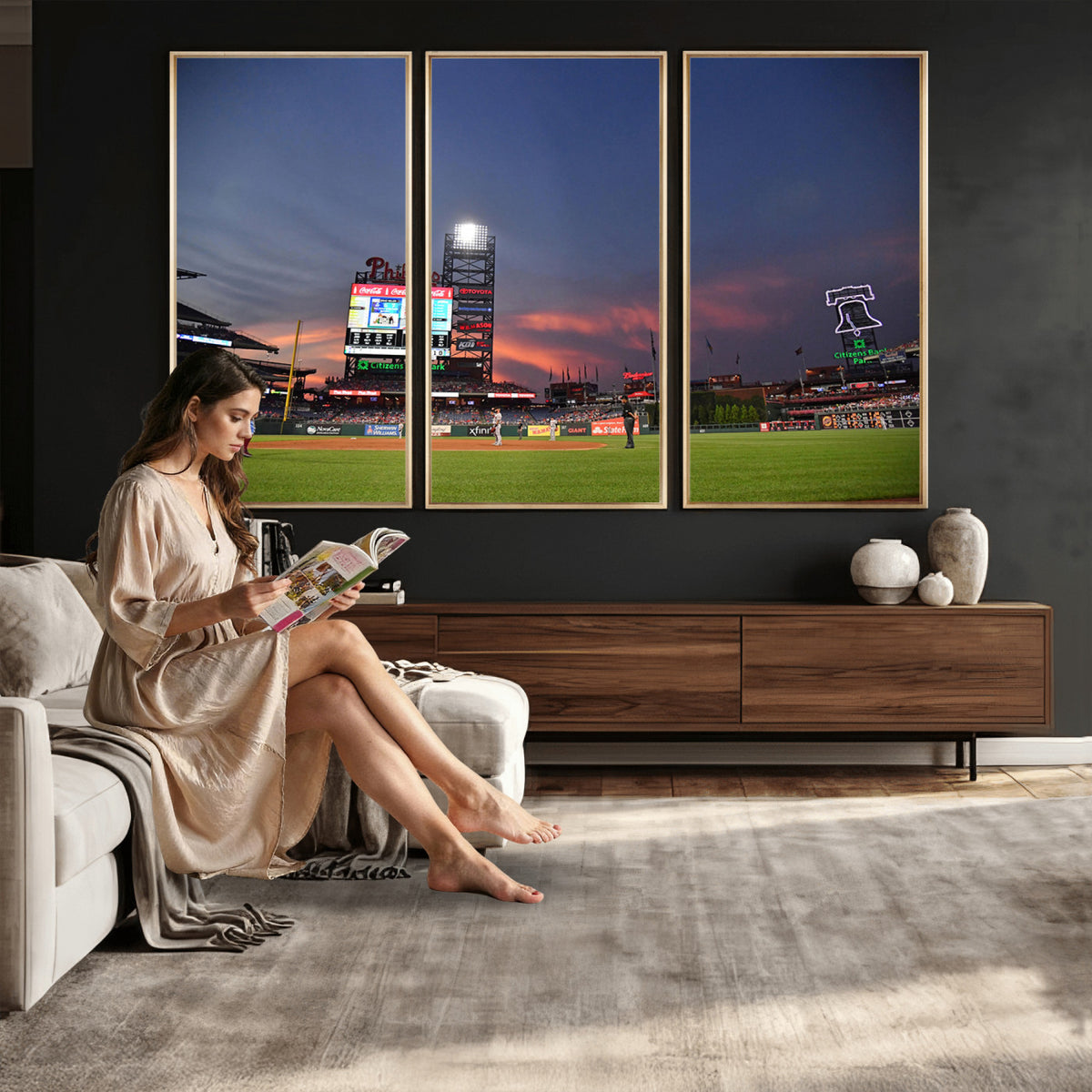 22594-MGV-CV-36X24 - Philadelphia Phillies Baseball Print - Philadelphia Citizens Bank Park Stadium Wall Art, Phillies