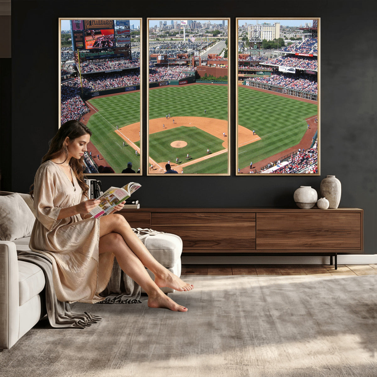 85755-MGV-CV-36X24 - Philadelphia Phillies Baseball Team Print - Philadelphia Citizens Bank Park Stadium Wall Art Canvas