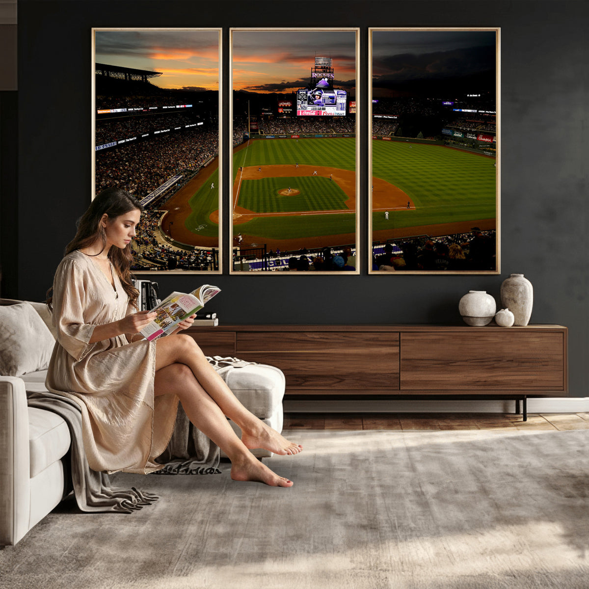 57060-MGV-CV-36X24 - Colorado Rockies Coors Field Wall Art Canvas Print - MLB Baseball Stadium