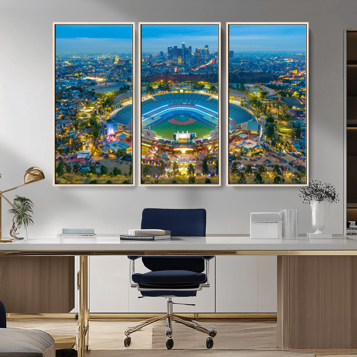 MGV-FC-48X32-3P - Los Angeles Dodgers Wall Art Canvas, Dodger Stadium Wall Art Canvas Print - MLB Baseball Stadium