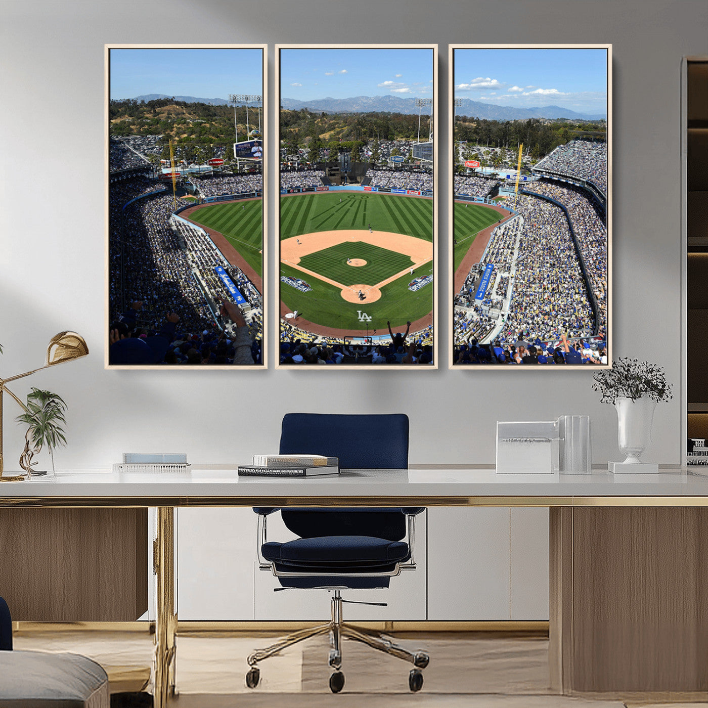 MGV-FC-48X32-3P - Los Angeles Dodgers Dodger Stadium Wall Art Canvas Print - MLB Baseball Stadium Wall Art Canvas