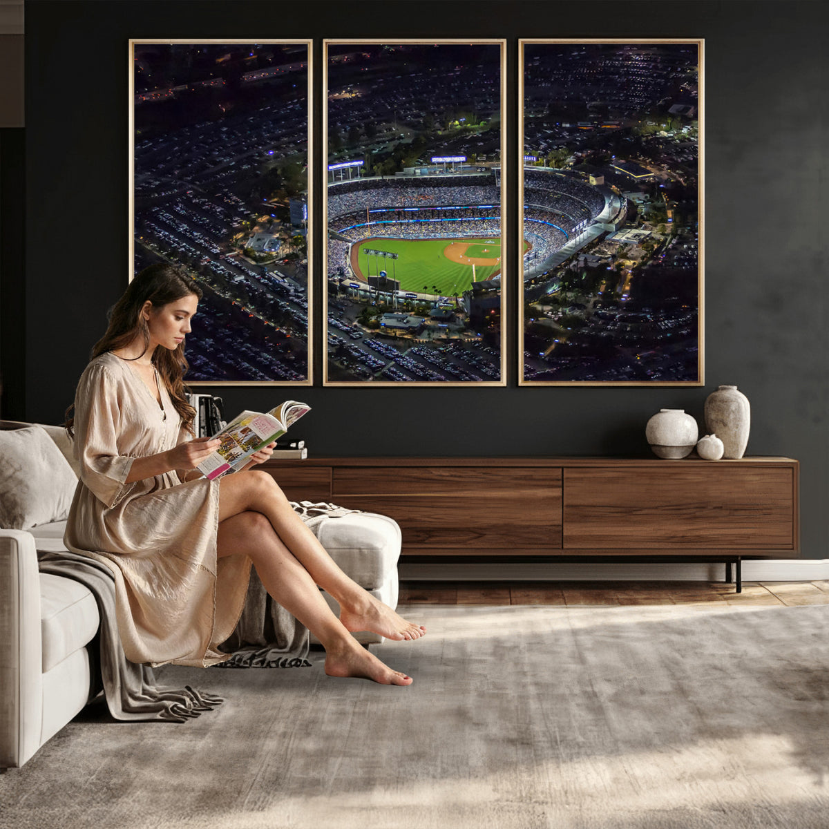 20932-MGV-CV-36X24 - Los Angeles Dodgers Dodger Stadium Wall Art Canvas Print