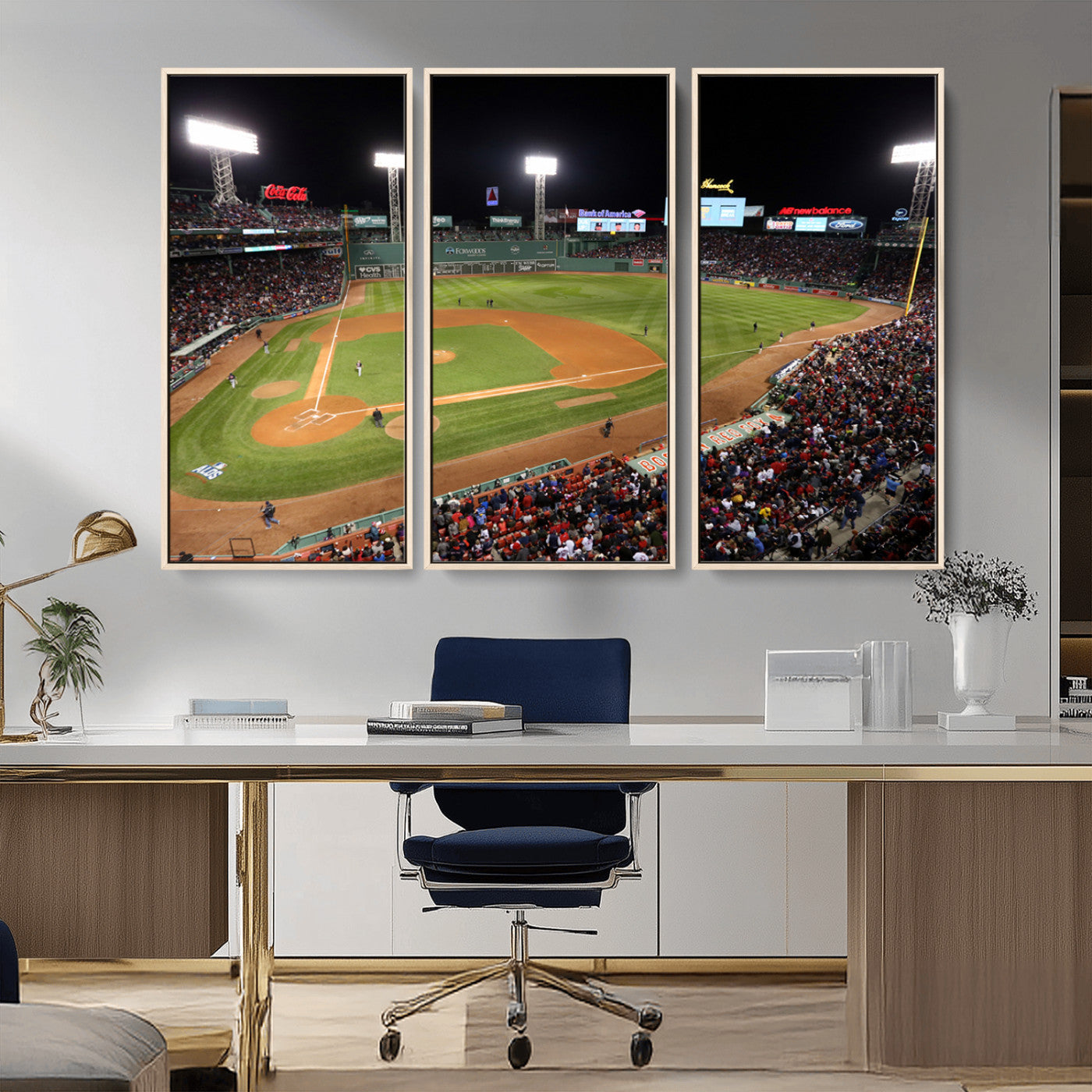 MGV-FC-48X32-3P - Boston Red Sox Baseball Team Print - Massachusetts Fenway Park Stadium Wall Art Canvas Print