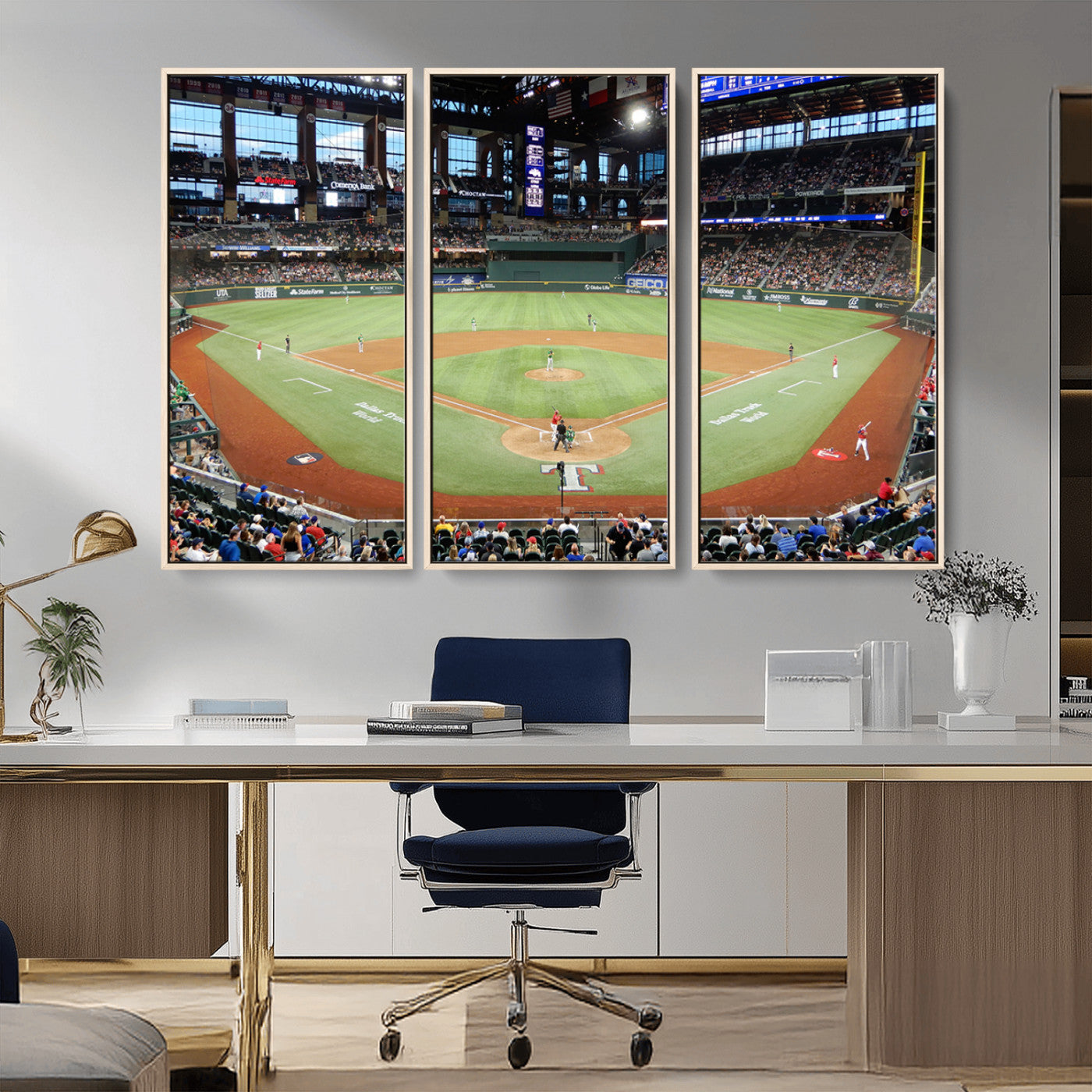 MGV-FC-48X32-3P - Texas Rangers Baseball Team Print - Arlington Globe Life Field Stadium Canvas Print Wall Art