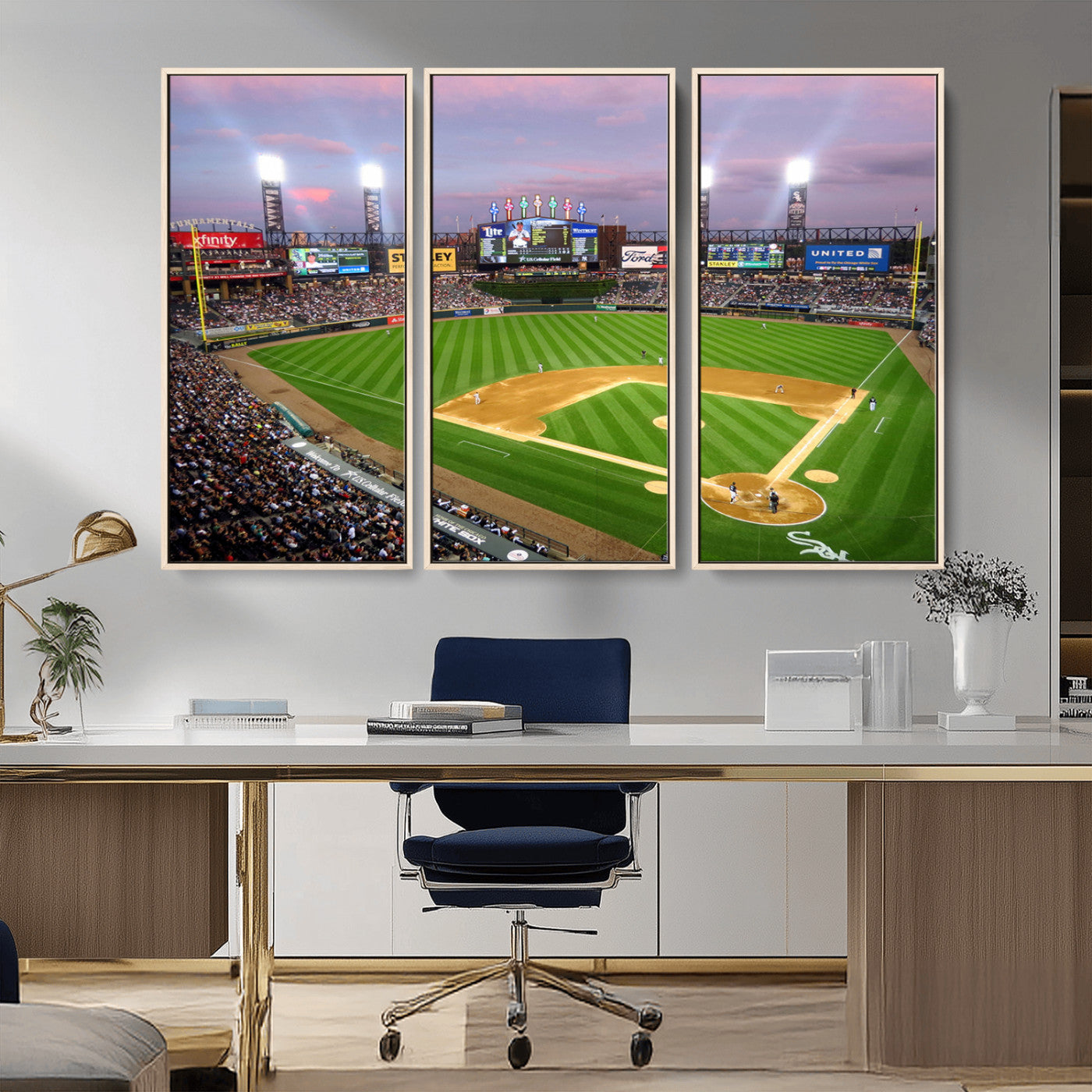 MGV-FC-48X32-3P - Chicago White Sox Baseball Team Print Canvas- Guaranteed Rate Field Stadium Wall Art Canvas Print