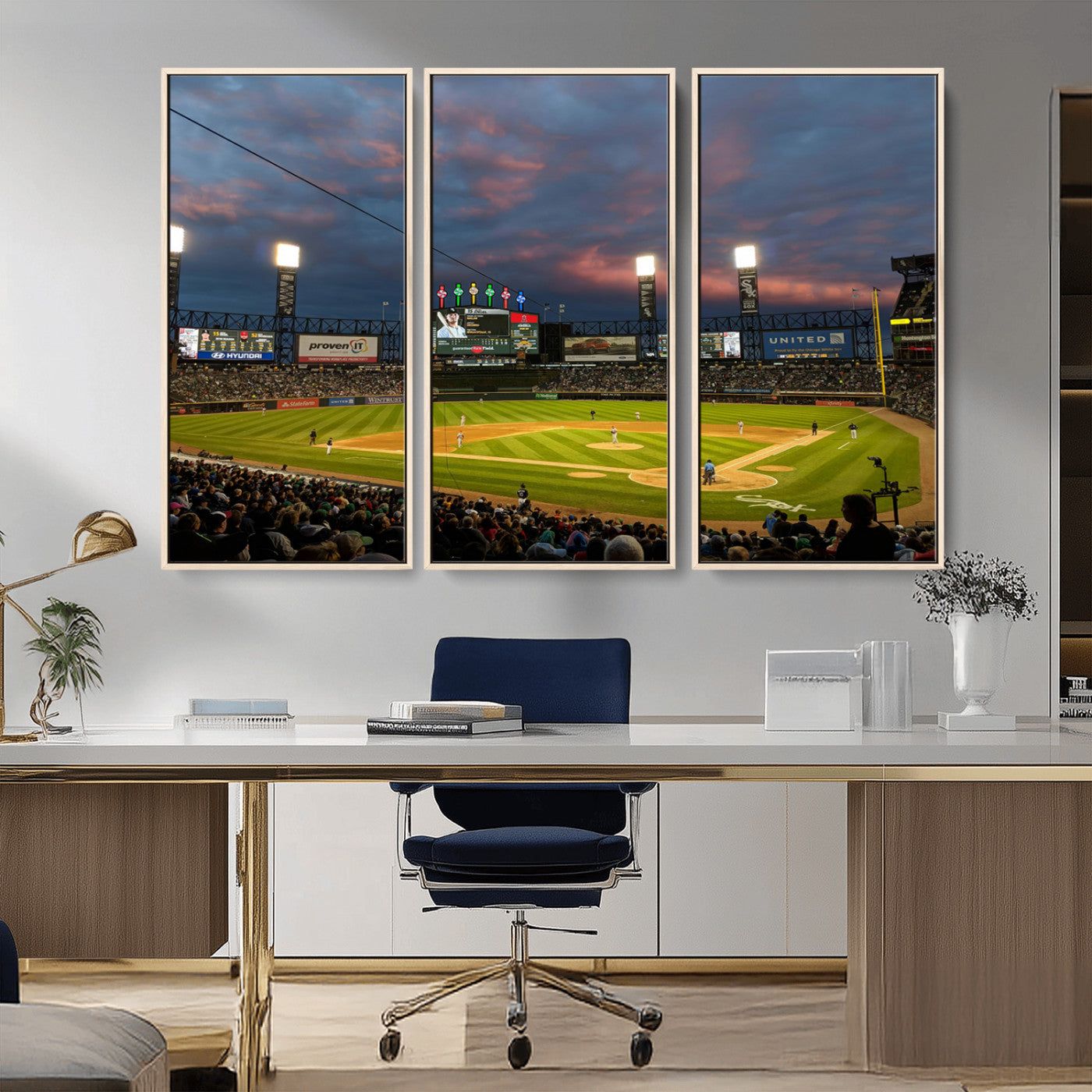 MGV-FC-48X32-3P - Chicago White Sox Baseball Team Print Canvas- Guaranteed Rate Field Stadium Wall Art Canvas Print