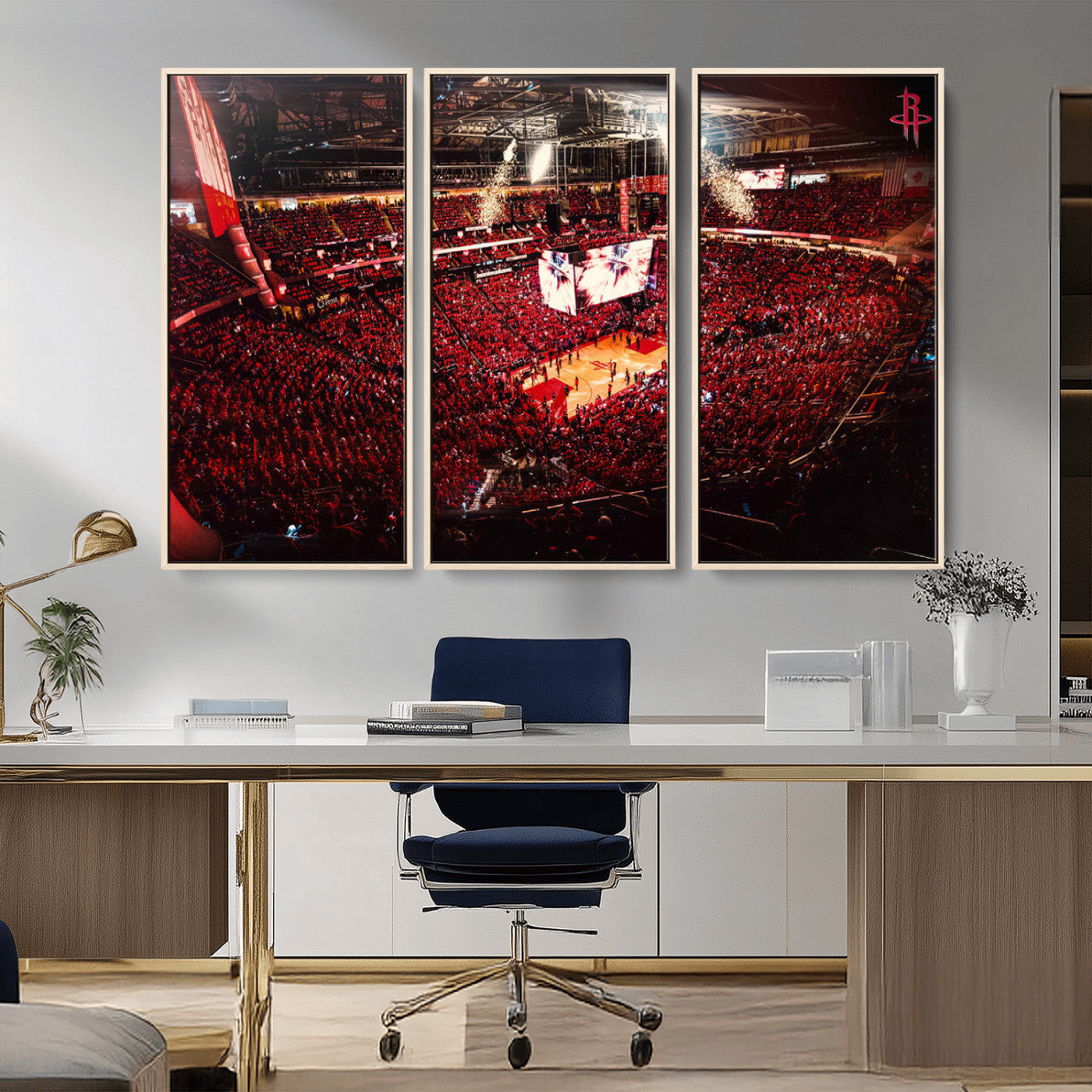 MGV-FC-48X32-3P - Houston Rockets Basketball Team Print Canvas- Houston Toyota Center Stadium Wall Art Canvas Print