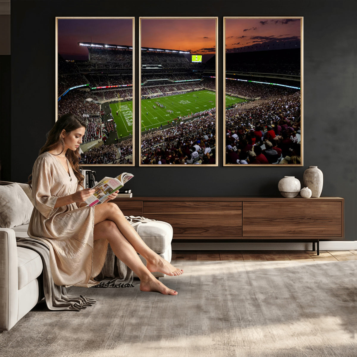 45603-MGV-CV-36X24 - Texas A&M University Aggies Football Team Print, College Station Kyle Field Stadium Wall Art