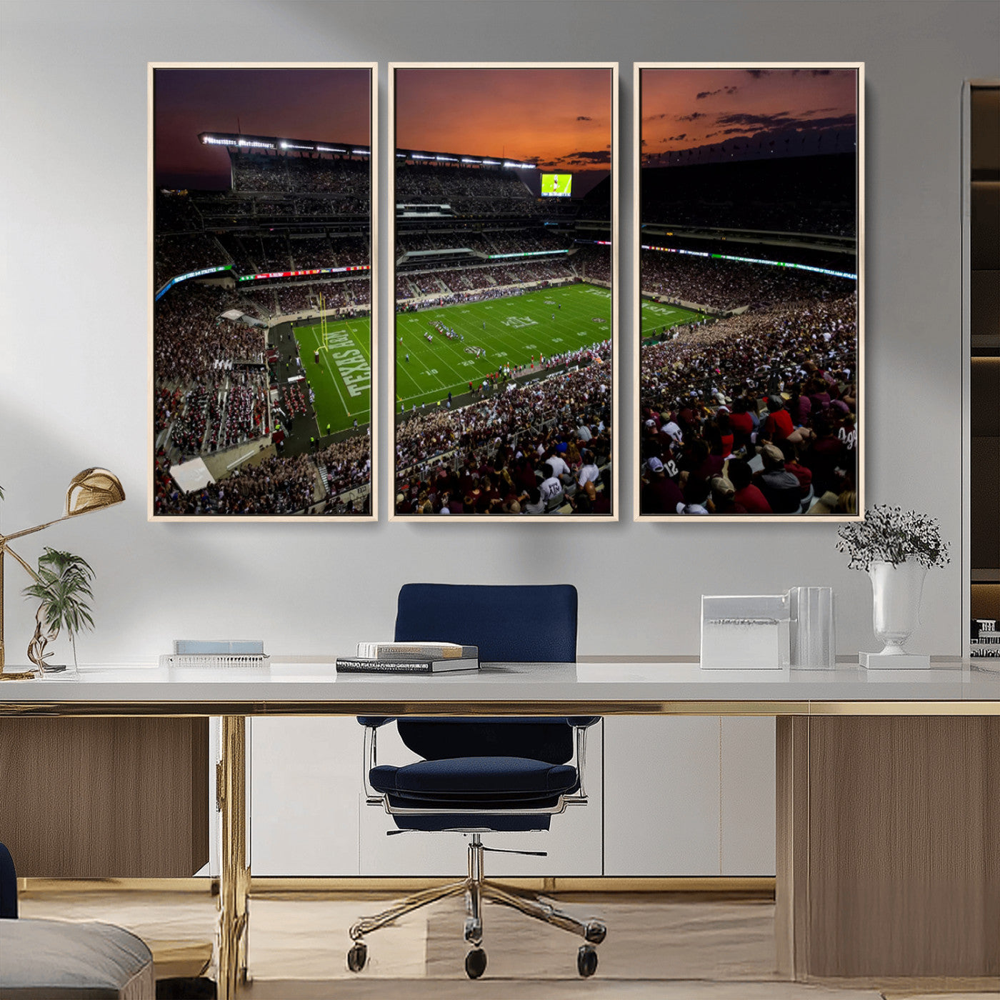 MGV-FC-48X32-3P - Texas A&M Aggies Football Team Print - College Station Kyle Field Stadium Wall Art Canvas Print
