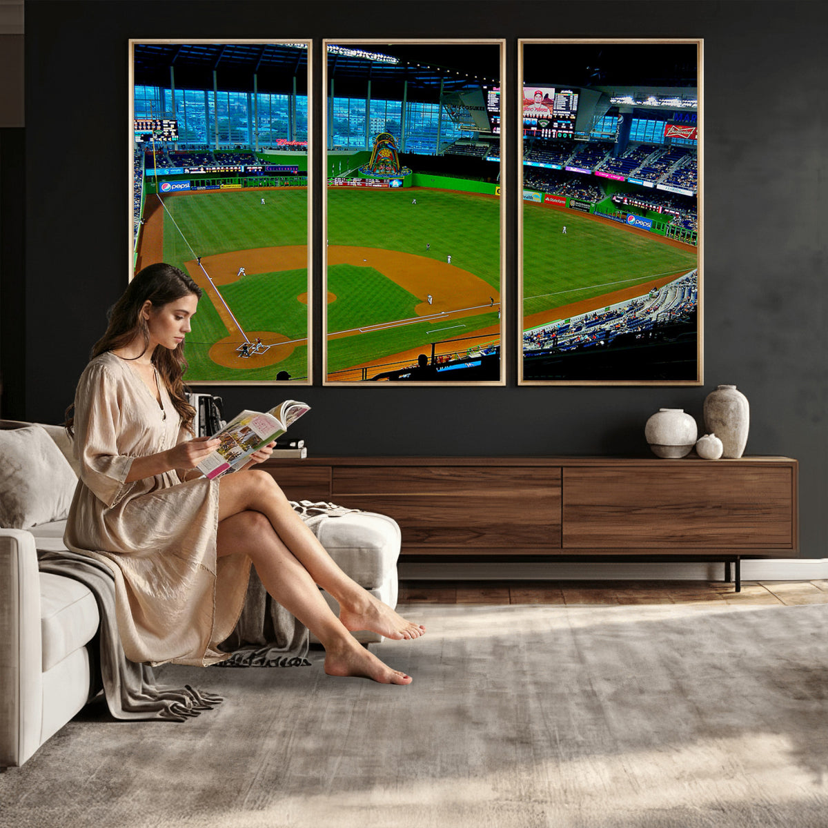 51207-MGV-CV-36X24 - Miami Marlins Baseball Team Print, Miami LoanDepot Park